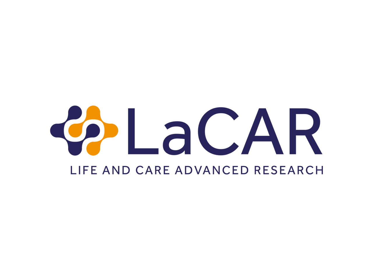 LaCAR logo med et blått og oransje symbol til venstre og teksten 'Life and Care Advanced Research' under.