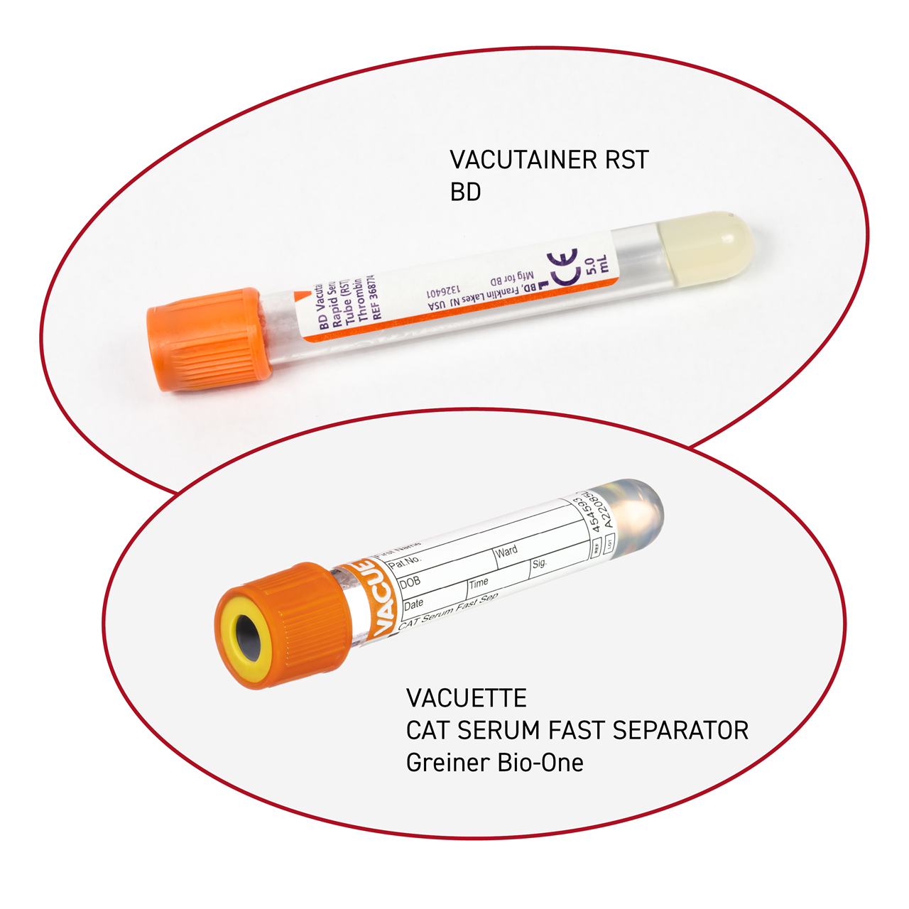 Ulike serum rør med separasjonsgel